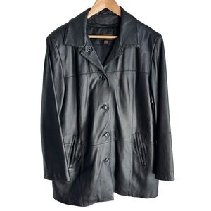 Danier Buttery Soft Leather Jacket Womens XL Black Zip Out Liner Classic Coat
